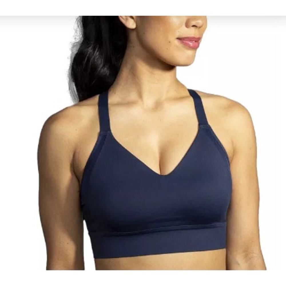 New NWT Brooks Drive Interlace‎ Run Bra In Navy Size 38 F/FF